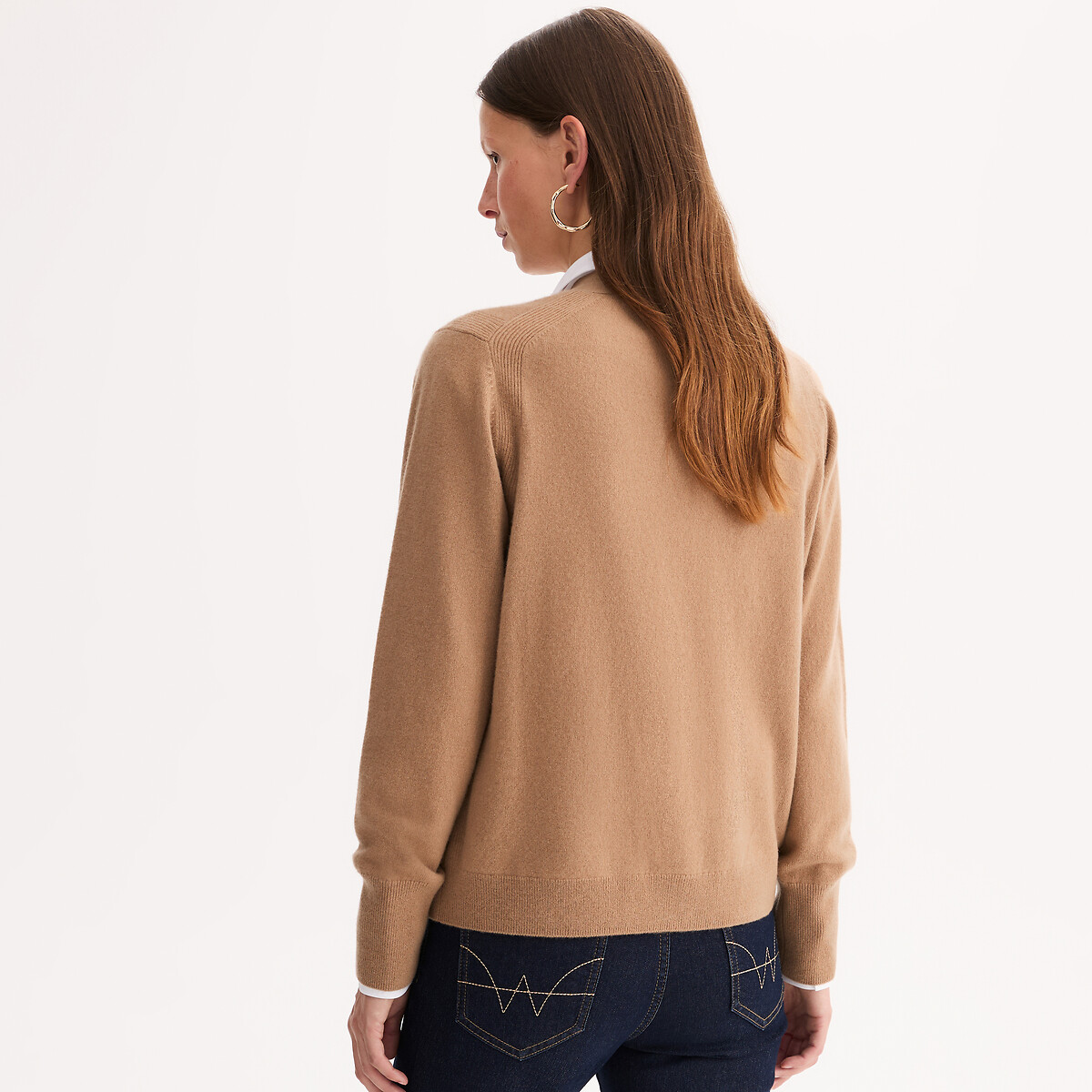 ANNE WEYBURN<br>Cardigã de cashmere com botões, decote em V, malha fina