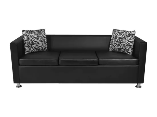 Jeu de canapé à 2 places et à 3 places et fauteuil Noir