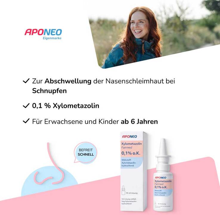 APONEO Xylometazolin Fairmed 0,1% o. K. Nasenspray, 10 ml