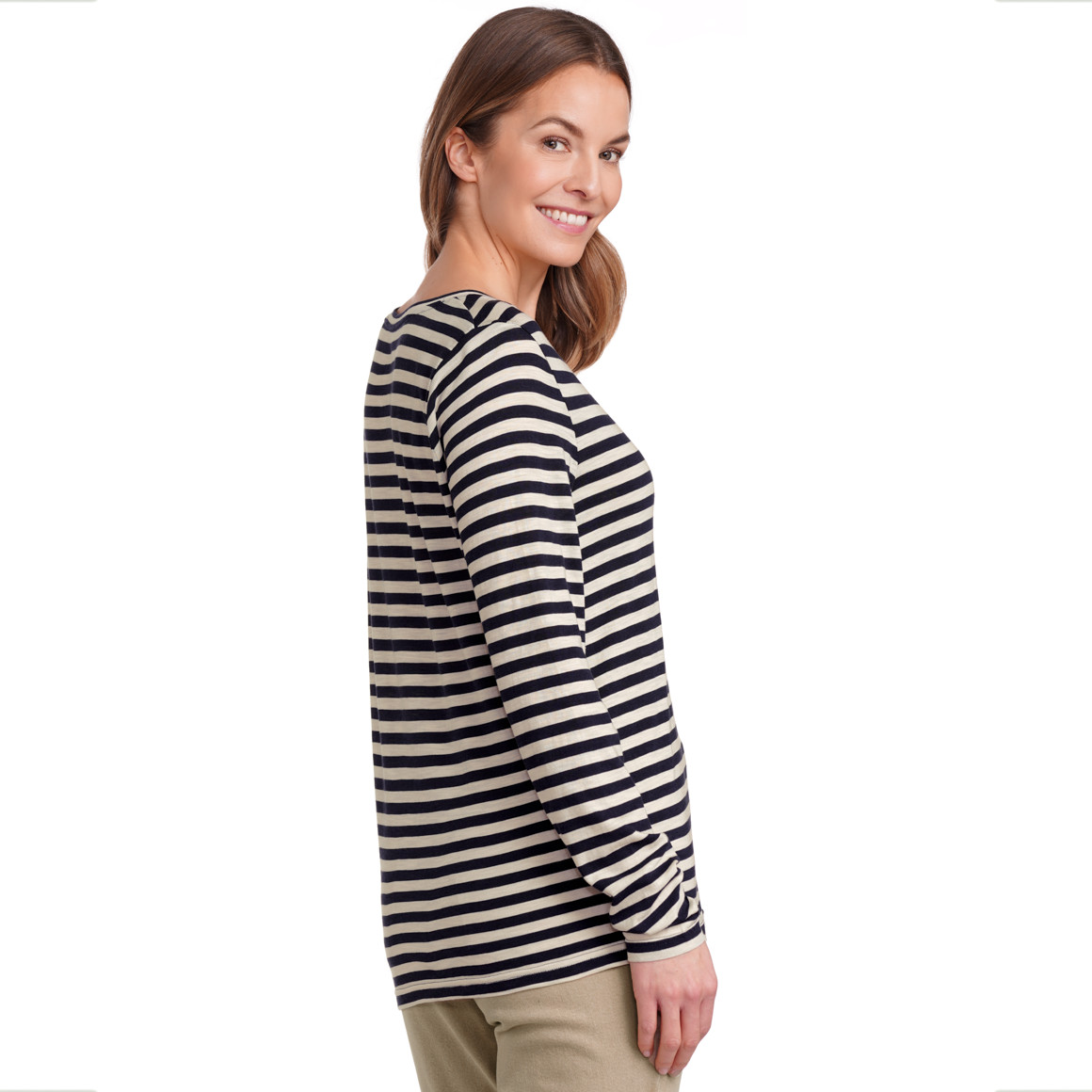 Gina Benotti Damen Langarmshirt im Streifen-Look dunkelblau / creme
