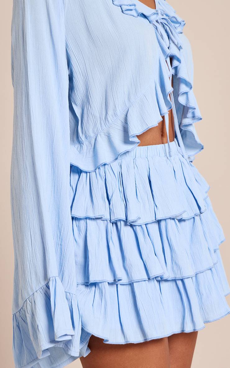 Bleu Layette Jupe-short Mini À Volants En Gaze De Coton Petite Ensemble Coordonné