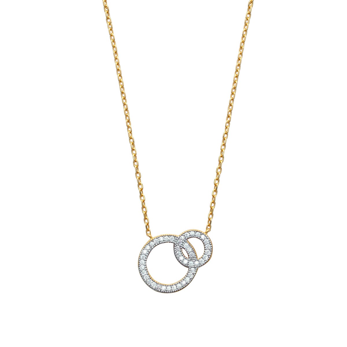 Collier Brillaxis double anneaux empierrés dorés