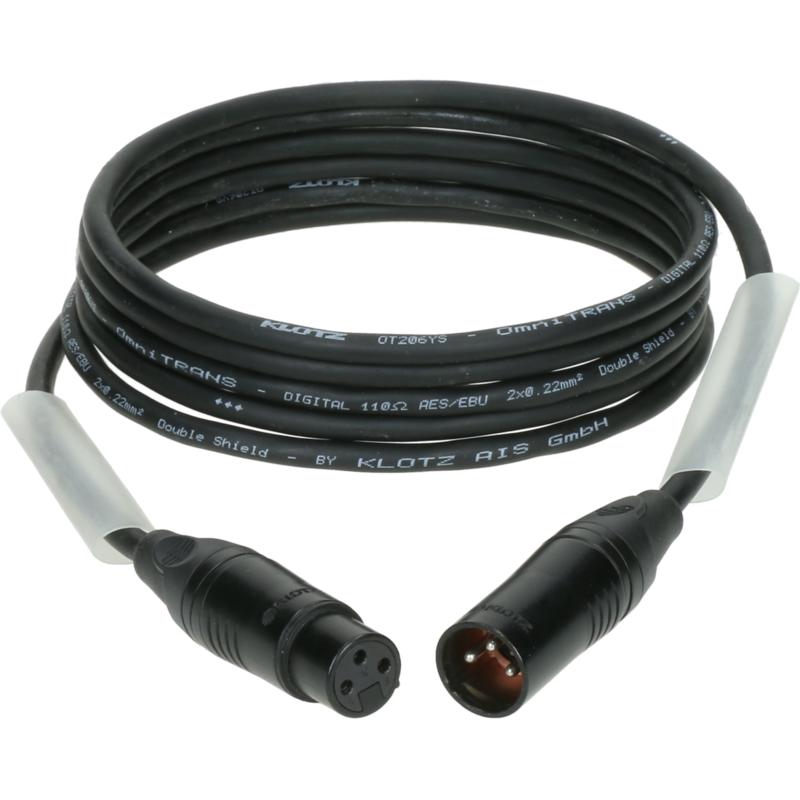 Klotz PD3-3XL11A050.0 AES/DMX kabel 3p XLR F/M zwart 50 meter