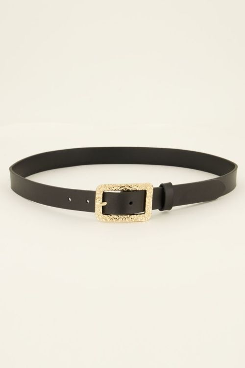 Zwarte riem met goudkleurige chique gesp