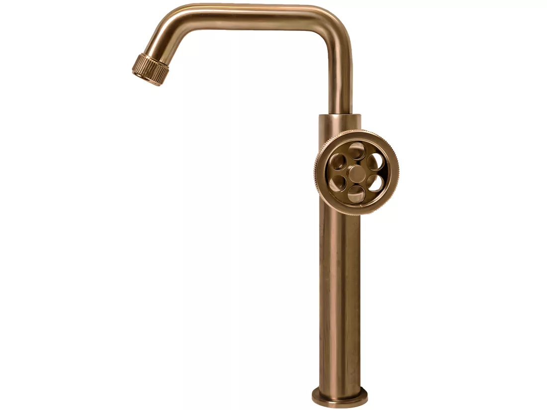 Indus mitigeur lavabo haut cuivre brossé - Essebagno
