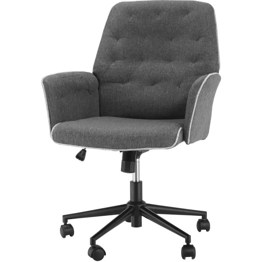 HOMCOM Bürostuhl mit Wippfunktion, aus Webstoff und Polyester, gemütlich dunkelgrau