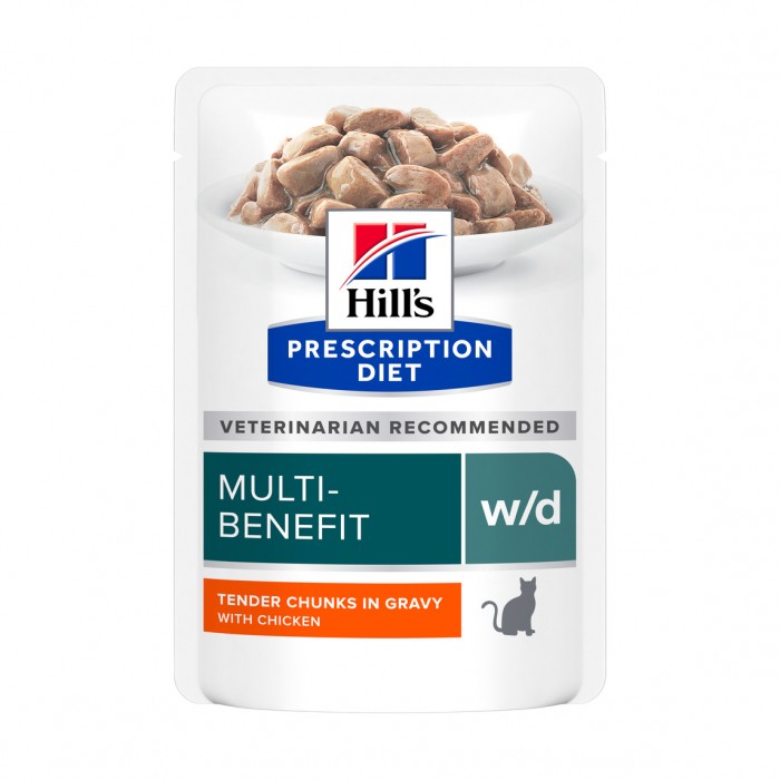 HILL'S Prescription Diet w/d Mutli-Benefit en Sachets au Poulet – Pâtée pour chat
