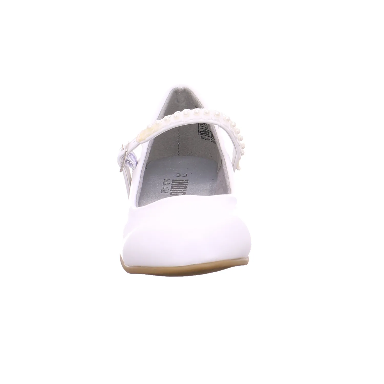 INDIGO Mädchen-Ballerina Weiss Lederimitat  Festlicher Sommerschuh