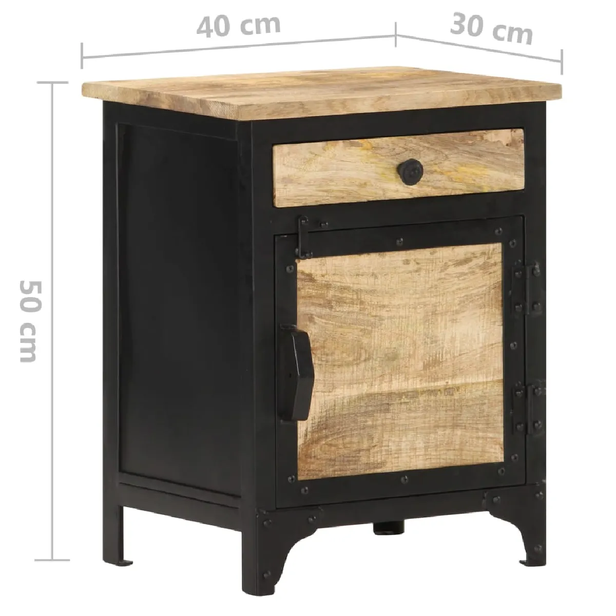 vidaXL Table de chevet Bois de Manguier Massif