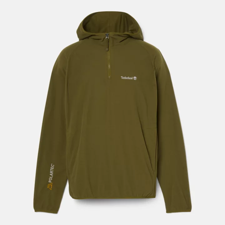 Moletom com capuz Polartec Fleece para homens na cor verde.