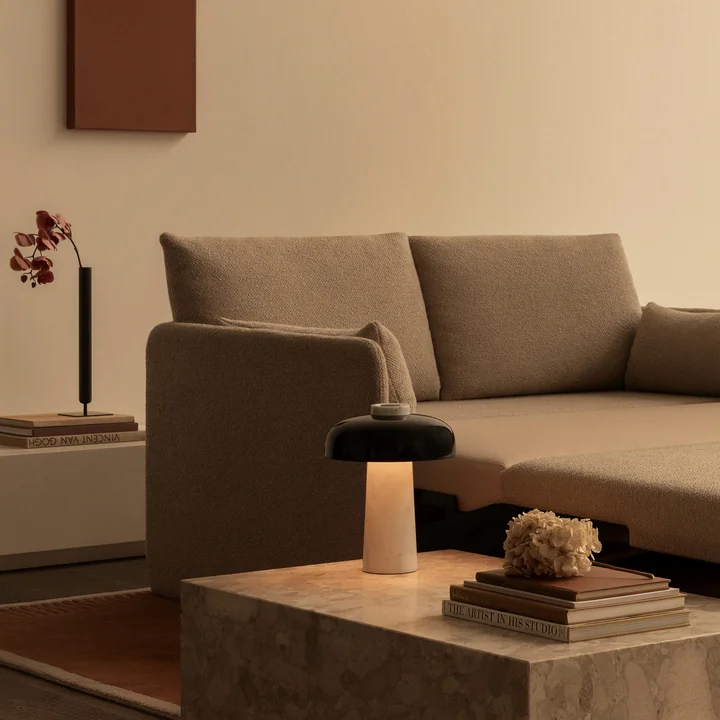 Audo - Offset Schlafsofa, 3-Sitzer, gold (Audo Bouclé 06)