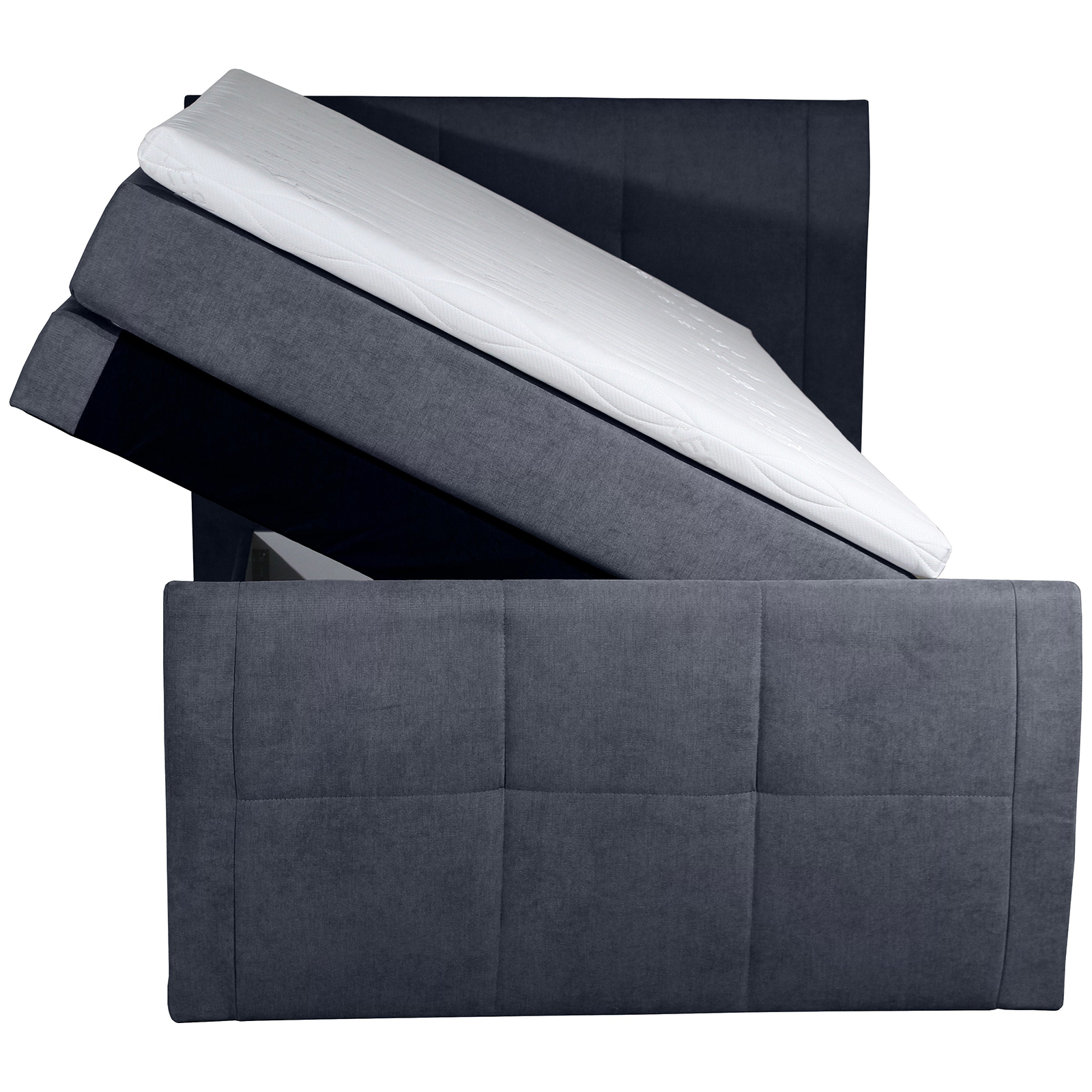 Boxspringbett - dunkelgrau - H3 - Bettkasten - 120x200 cm