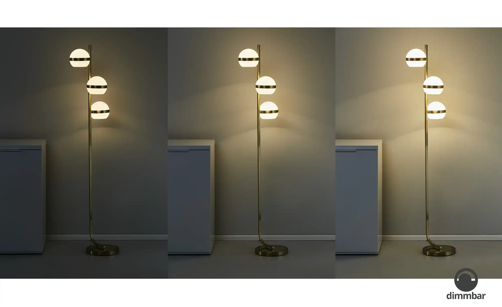 KHG LED-Stehleuchte, 3-flammig, messing-matt