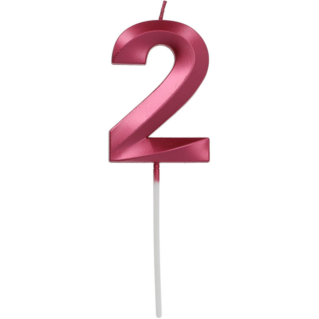 Verjaardagskaars metallic roze - 2 jaar