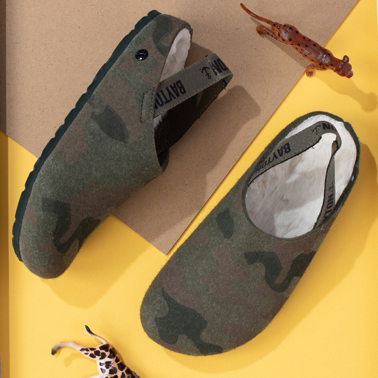 Bayton Chaussons fourrés Cervin kaki