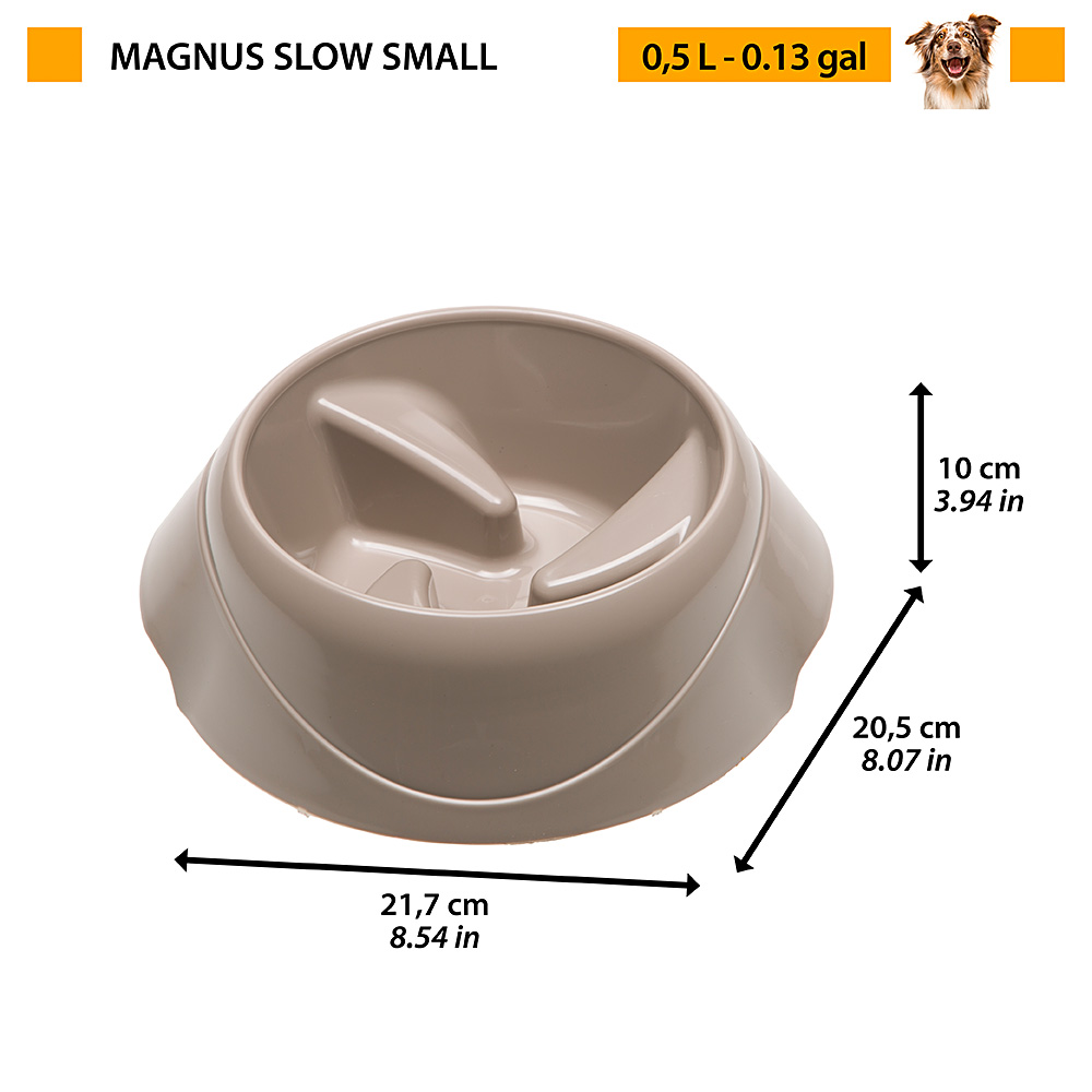 Écuelle anti-glouton pour petits chiens en plastique magnus slow small, 0,5 litres, plastique anti-dérapant