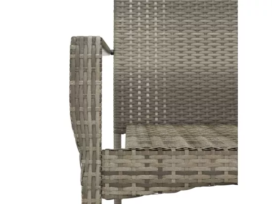 Ensemble à manger jardin et coussins 7 pcs Noir et gris Rotin