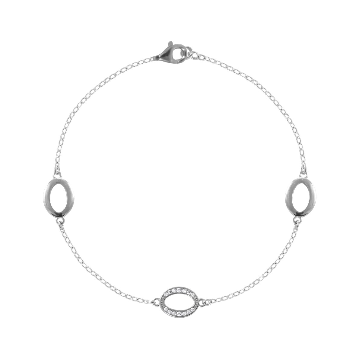 Bracelet en argent 925 rhodié avec oxydes de zirconium