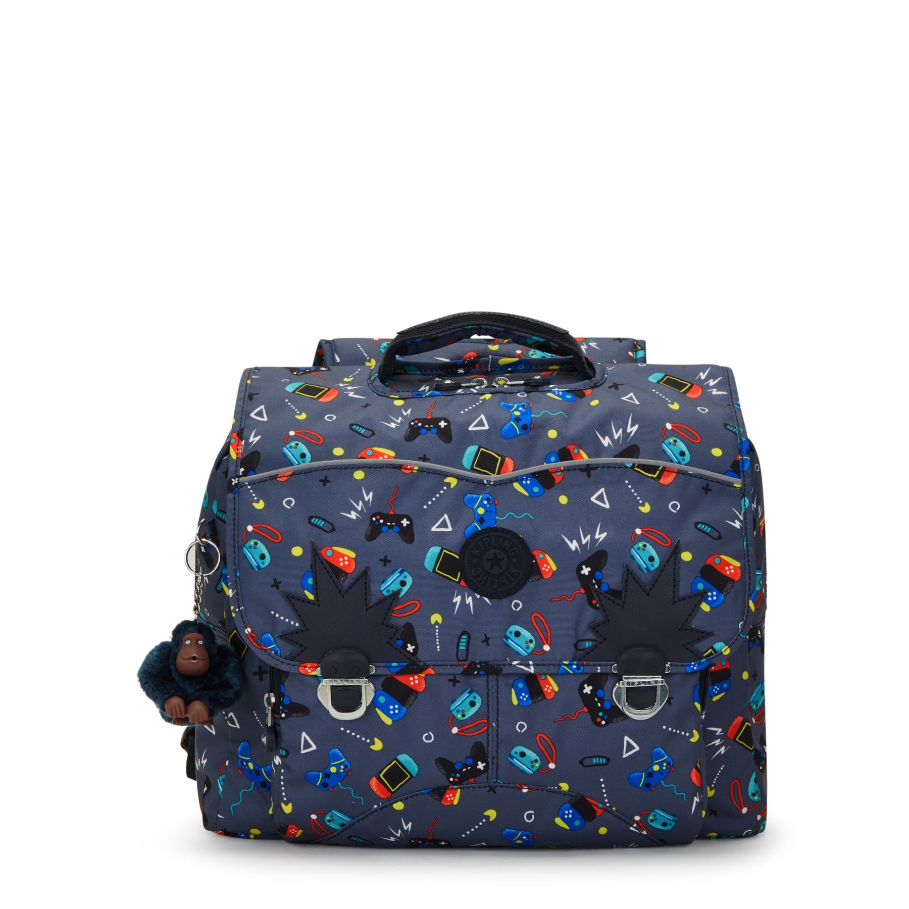 INIKO Sac D’école Medium avec Bretelles Rembourrées - Gaming Grey