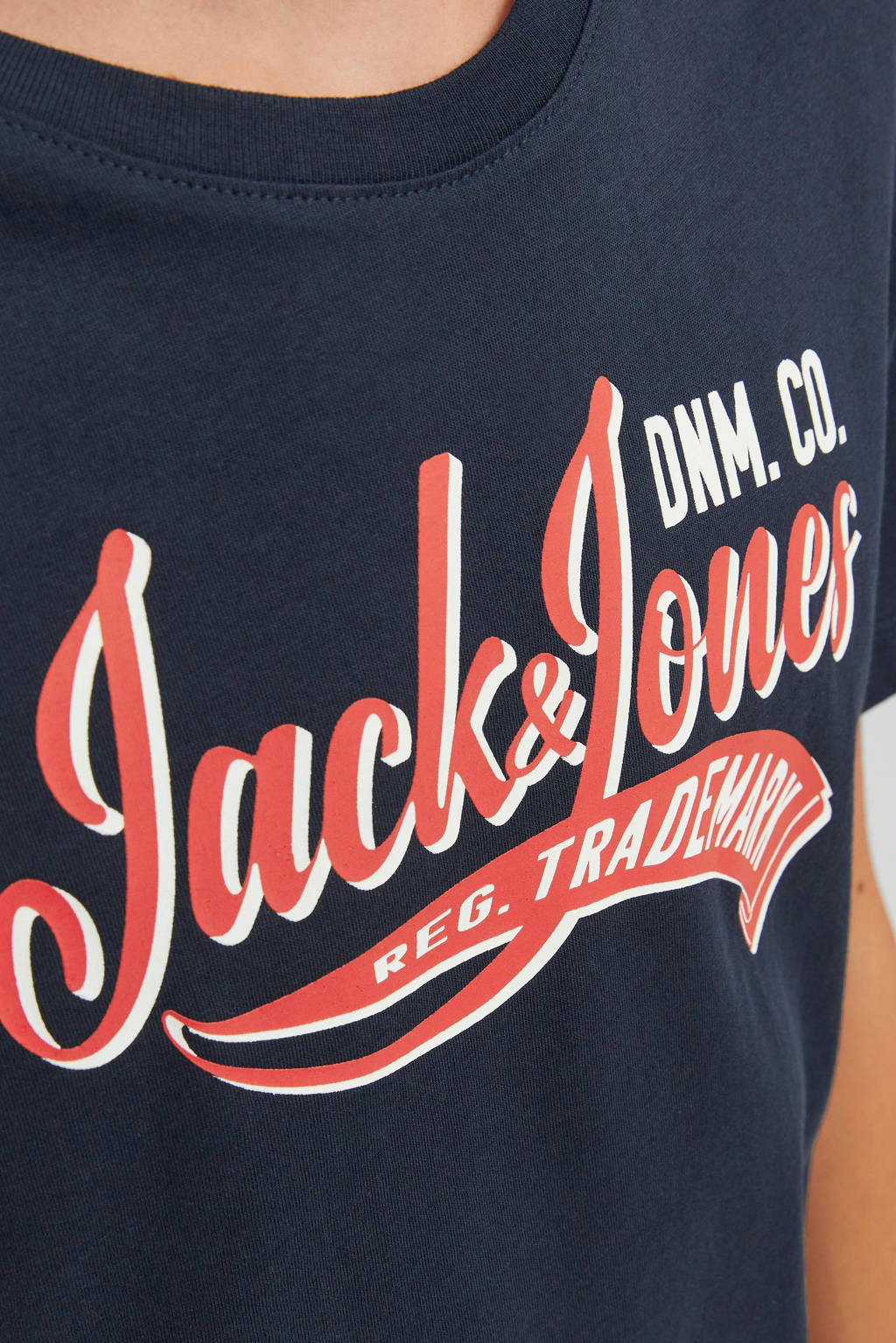 JACK & JONES T-shirt JJELOGO van katoen donkerblauw
