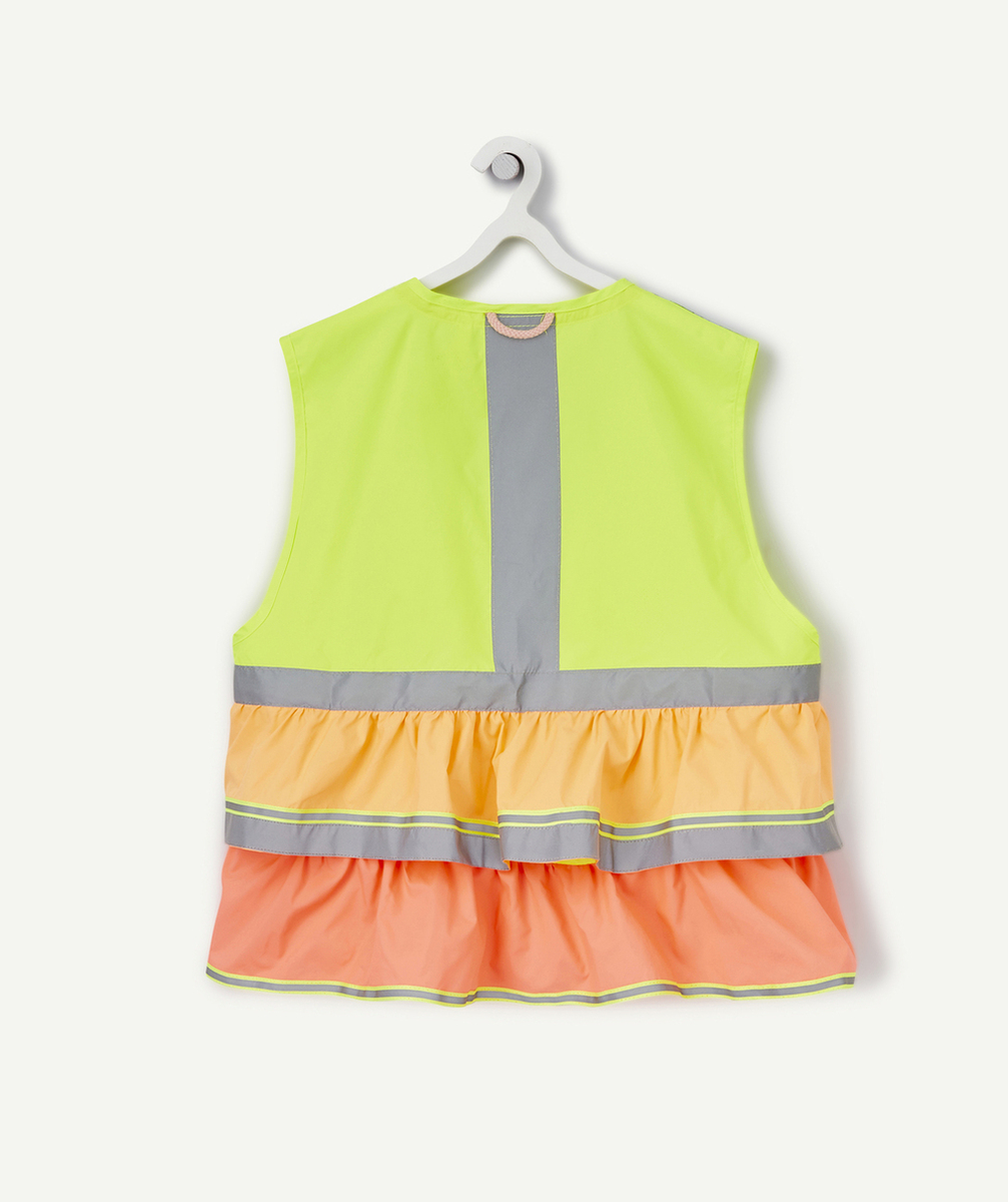 GOFLUOGILET DE SÉCURITÉ GRACE JAUNE AVEC VOLANTS ORANGE ET CORAIL