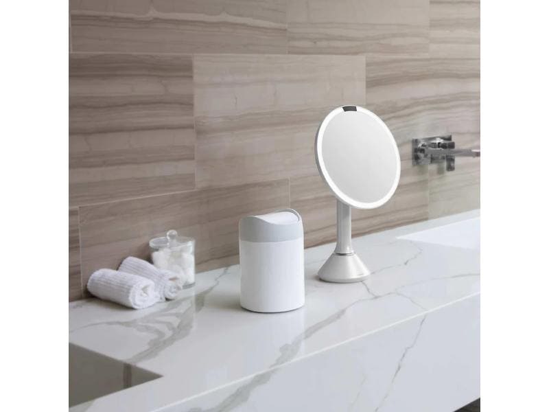 Simplehuman Abfalleimer 1.5 l, Weiss Mini Abfalleimer mit Schwingdeckel