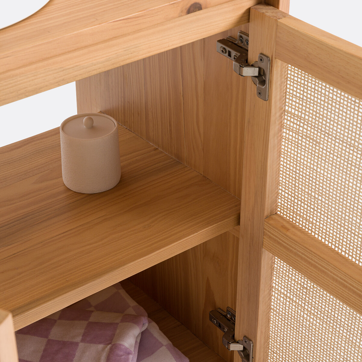 SO'HOME<br>Armário para lavatório em pinho e rattan l 80 cm, Jaca