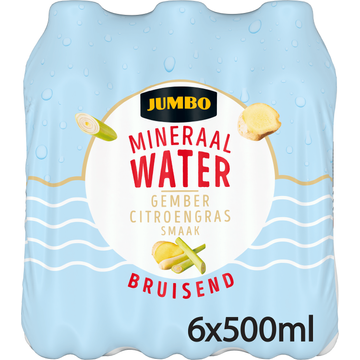 Jumbo Mineraalwater Gember Citroengras Smaak Bruisend 6 x 500 ml