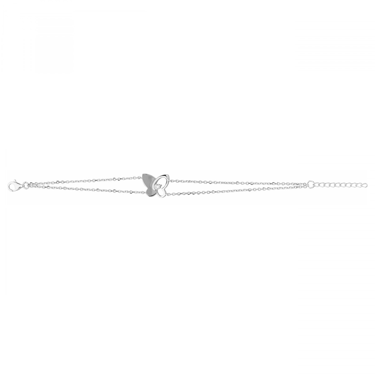 Bracelet souple mono-motif en Argent avec oxyde de zirconium noir