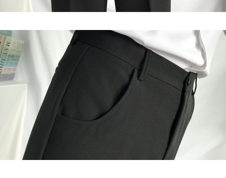 Kantereld - Mid Rise Plain Cropped Tapered Dress Pants