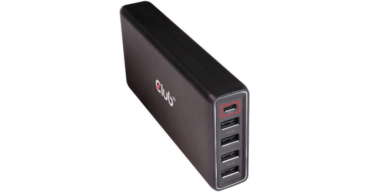 Club 3DUSB Type A and C Power Charger, 5 ports up to 111W  (Zwart)