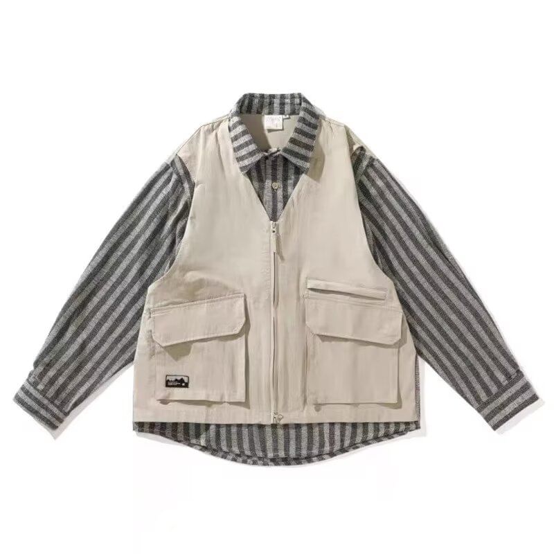 Real Boy - V-hals vest met rits en effen zakken