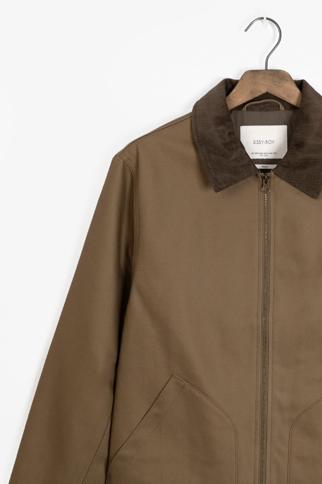 Beige jas met rib kraag