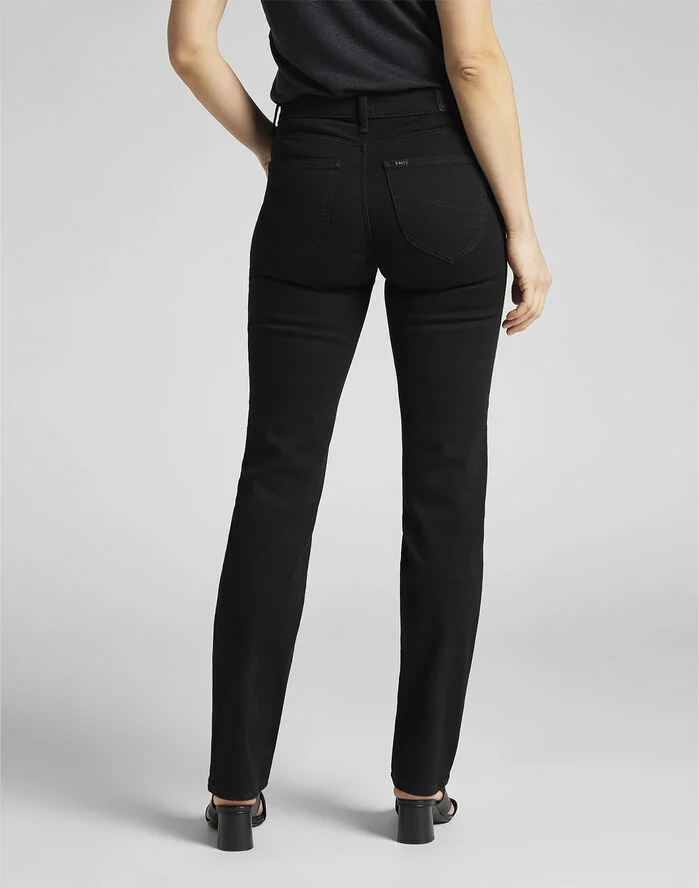 Lee Marion straight black rinse jeans Sort
