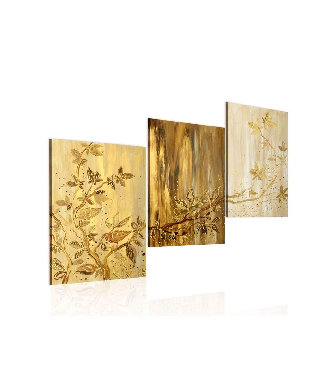 Paris Prix - Tableau Peint à La Main feuilles Dorées 60x120cm