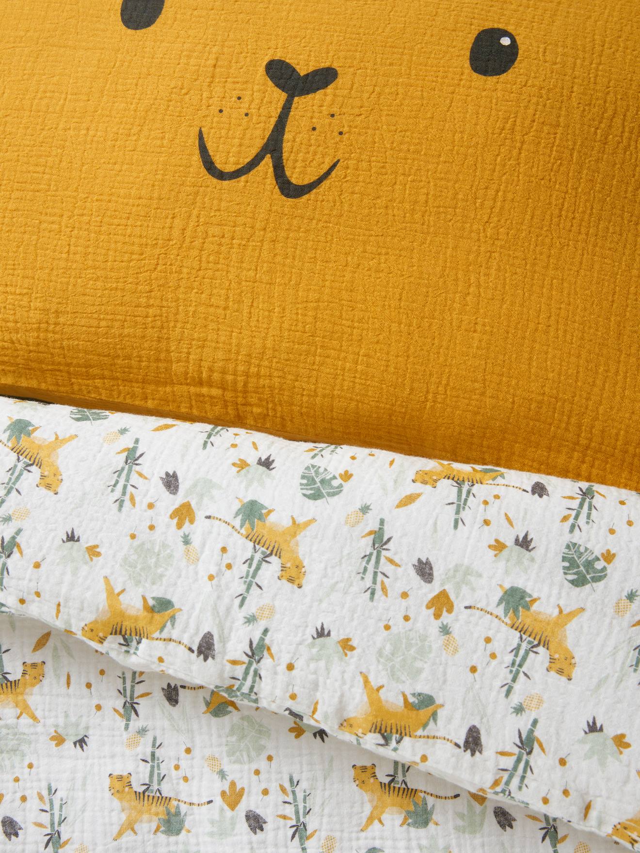 Capa de edredom infantil em gaze de algodão Hanoi branca clara estampada