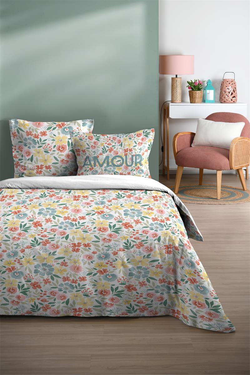 FLOWER HOUSSE COUETTE 240X220CM ET 2 TAIES 63X63CM