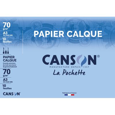 Canson - Pochette papier calque - 10 feuilles - A3 - 70 gr