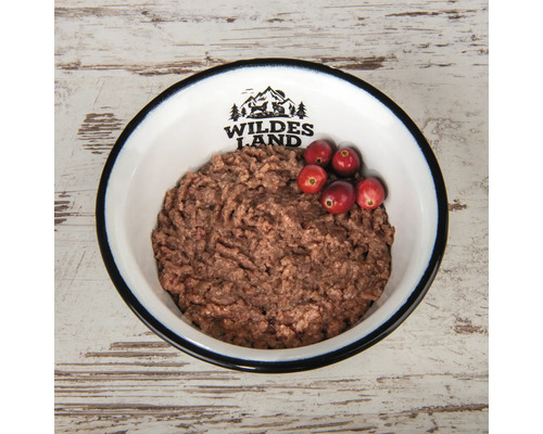 WILDES LAND natvoer voor katten, eend en kalkoen met veenbessen, met waardevolle superfoods, graanvrij, glutenvrij, 200 g