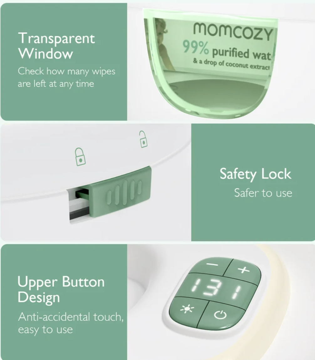 Baby Wipe Warmer Wickel Putz Tücher Feuchttücher Wärmer Inkl. Nachtlicht / Temperatur Stufen (WW004-WH12BA-A) - Weiss