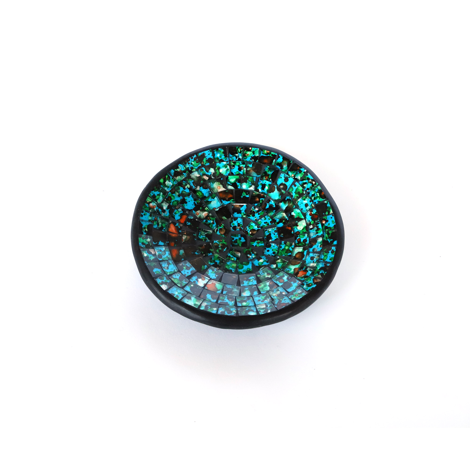 Mosaikteller 'Bali Rain', blau-grün, Ø 15 cm, H 4 cm von fischer's lagerhaus