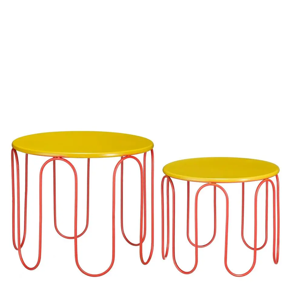 Mica Decorations Dione Bijzettafel - Set van 2 - H40 x Ø46 cm - Metaal