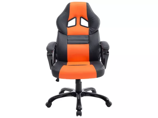 Chaise de bureau - Similicuir & Plastique - Noir / Orange - XL Pedro
