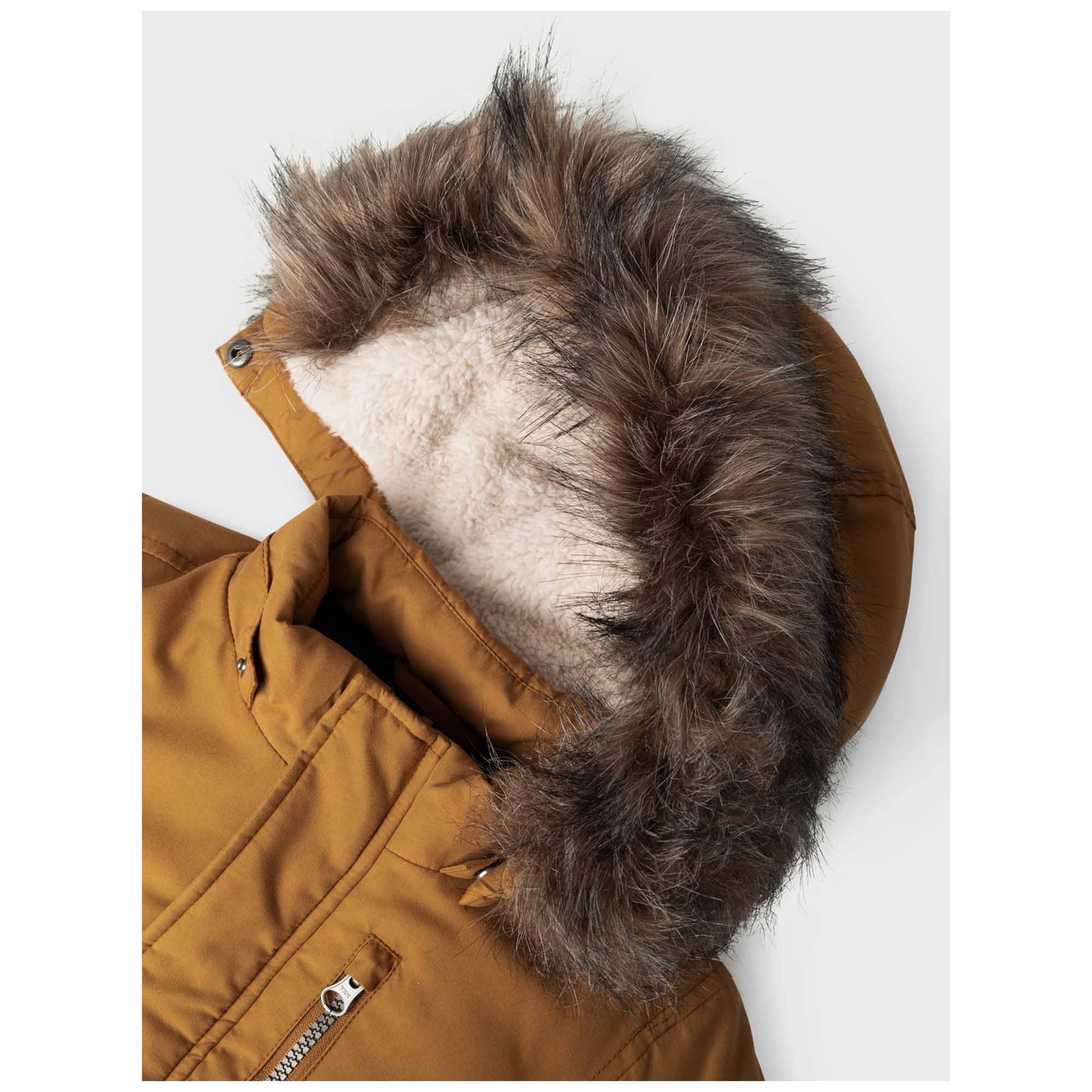 Name it peuter winterjas lange mouwen effen bruin