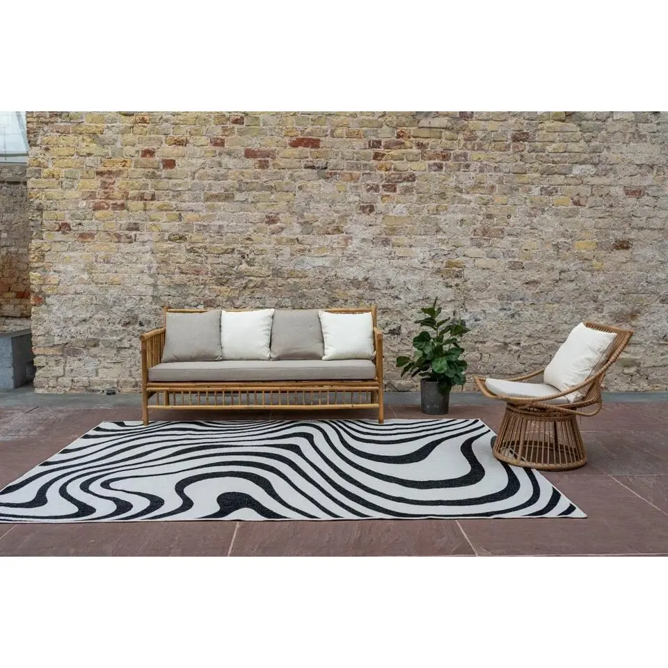 Interieur05 Buitenkleed Swirl Zwart - 290 x 200 cm