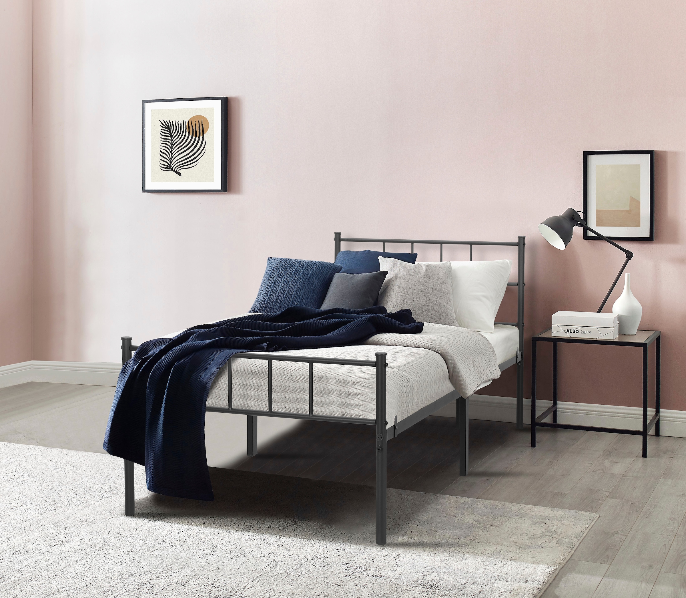 GOODproduct Metallbett »Amrum Bett Bettgestell Bettrahmen Einzelbett Doppelbett Stahlbett« 2m Länge und in 4 Breiten wählbar - 90, 140, 160, 180 cm,  Schlafzimmerbett inkl. 26 Lattenroste zum Schutz der Matratze