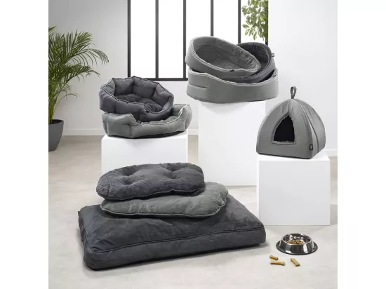 Coussin flocon réversible à l'aspect peluche pour animaux - Noir - L 87 x l 55 cm - Gamme Newton