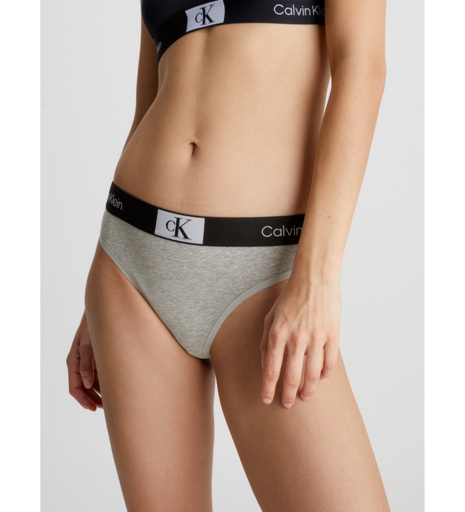 Calcinha fio dental Calvin Klein CK96 cinza