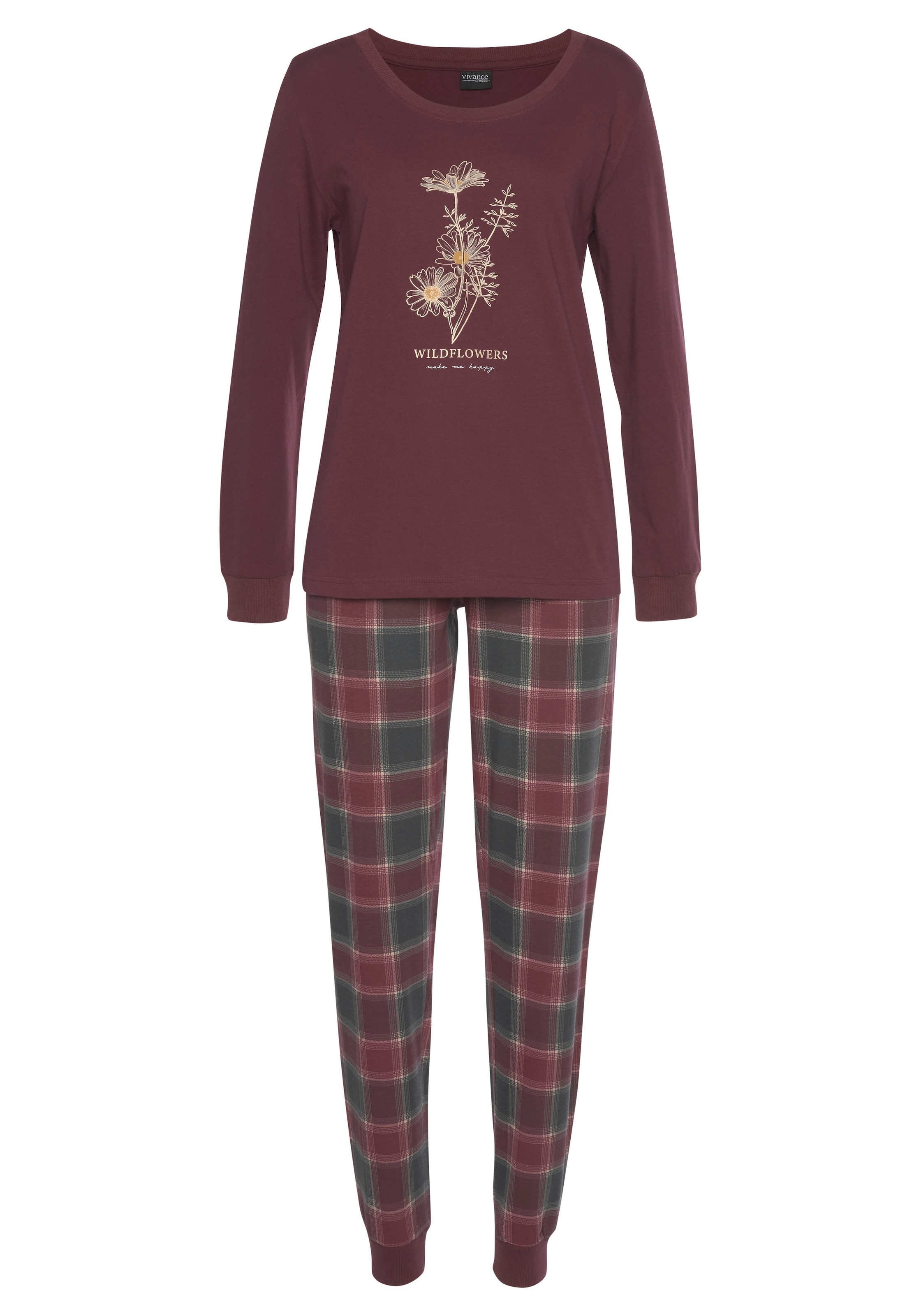 Vivance Dreams Pyjama, 4 Stk. mit Frontdruck