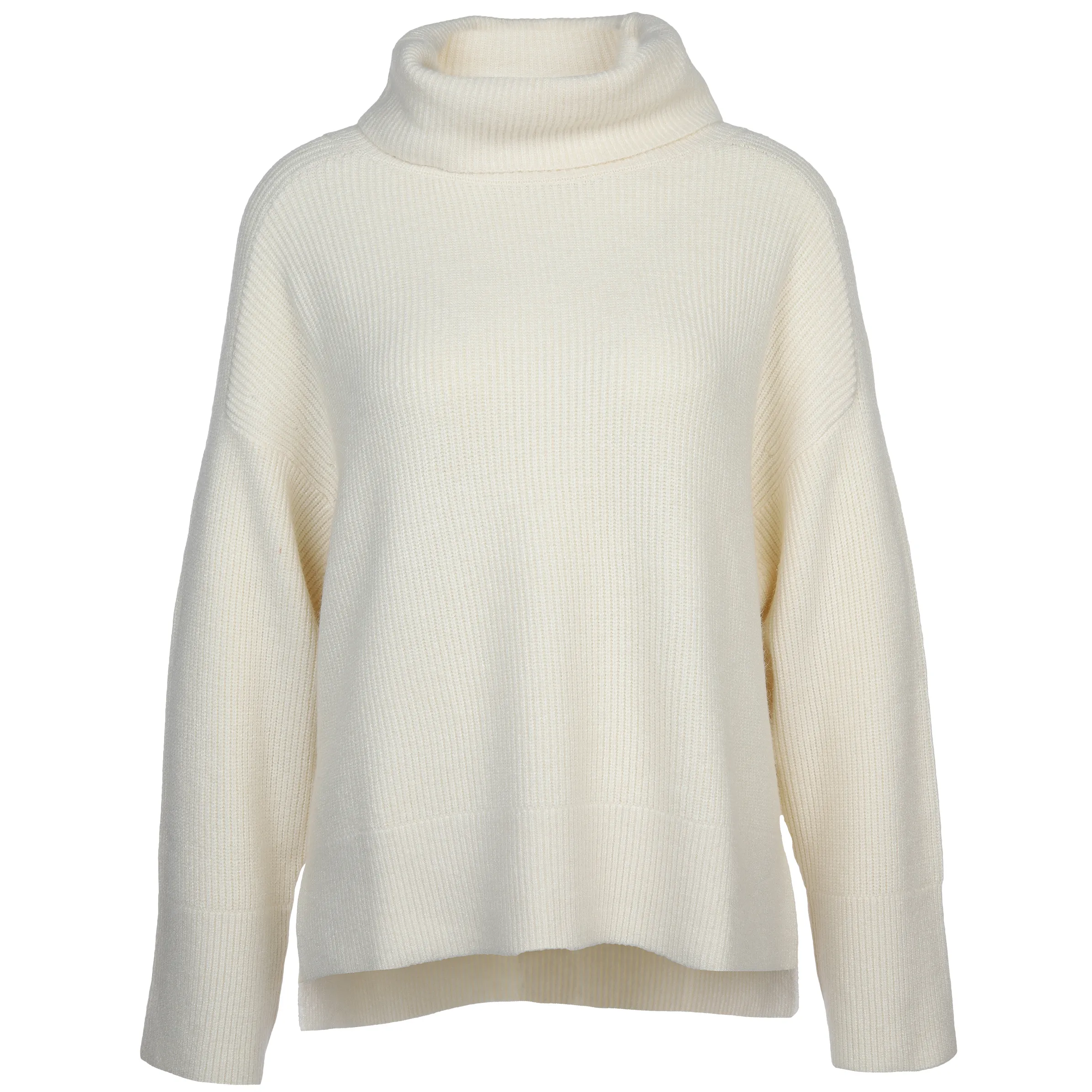 Damen Rippstrickpullover mit weitem Kragen